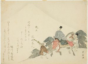 Spoglądanie na górę Fuji na koniu autorstwa Utagawa Toyohiro