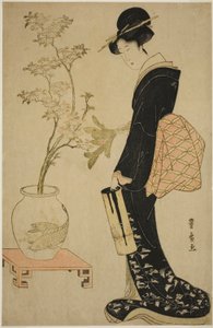 Oglądanie Ikebany autorstwa Utagawa Toyohiro
