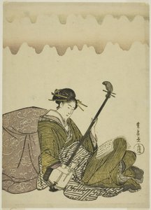 Kobieta grająca w shamisen, z serii bez tytułu o kobietach w czasie wolnym