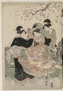Kwiaty wiśni na wietrze autorstwa Utagawa Toyokuni
