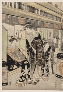 Kurtyzany promujące na Nakanochō autorstwa Utagawa Toyokuni