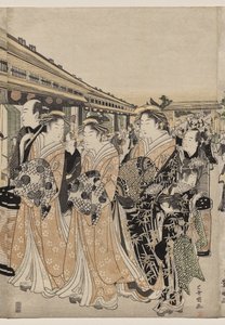 Kurtyzany promujące na Nakanochō autorstwa Utagawa Toyokuni