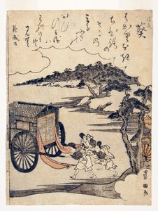 Heartvine (Aoi): Zderzenie powozów na festiwalu Kamo, 1795-1800 (drzeworyt) autorstwa Utagawa Toyokuni
