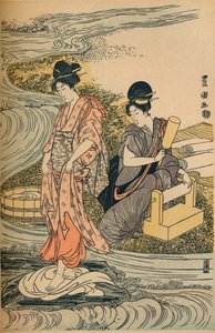 Pranie bielizny, ok. 1800 autorstwa Utagawa Toyokuni