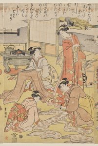Kobiety robią odzież autorstwa Utagawa Toyokuni