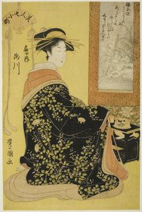 Takigawa z Takigawa z Ogiya, z serii Te Seven Bear Uchifuru Komachi (Beauty 7 Komachi) autorstwa Utagawa Toyokuni I