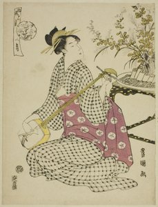 Ósmy miesiąc (Hachi gatsu), z serii „Modne dwanaście miesięcy (Furyu junikagetsu)” autorstwa Utagawa Toyokuni I