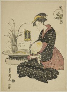 Szósty miesiąc (Roku gatsu), z serii „Modne dwanaście miesięcy (Furyu junikagetsu)” autorstwa Utagawa Toyokuni I