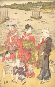 Kobiety na plaży Takanawa, ca. 1790. autorstwa Utagawa Toyokuni I