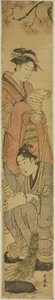 Młoda para jako Kanzan i Jittoku autorstwa Utagawa Toyokuni I