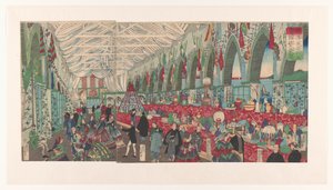 Een foreren d Engels Hande l Shui s w Jokohamie Yokohama Igirisu Shokan Haneizu autorstwa Utagawa Yoshiiku