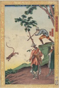 Scena polowania, styczeń 1861 autorstwa Utagawa Yoshiiku