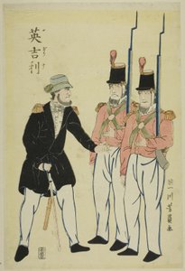 Angielski oficer i żołnierze autorstwa Utagawa Yoshikazu