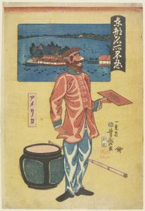 Amerykanin w Shinobazu, 1861 (kolorowy drzeworyt)