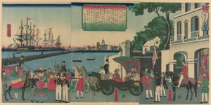 Tepo RT Ofondon, Sono Gand (zwolniony z Londynu, Anglia), z Teseries ds (Bangkok Famous Places)” autorstwa Utagawa Yoshitora