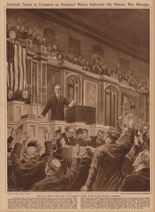 Prezydent USA Woodrow Wilson prosi Kongres o wypowiedzenie wojny Niemcom autorstwa V. Perard