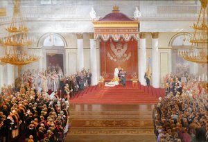 Przemówienie z tronu cesarza Mikołaja II z okazji otwarcia I Dumy Państwowej autorstwa V Polyakov