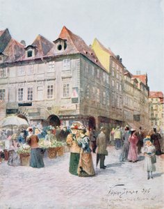 Havelska Ulice i Melantrichova Ulice, Praga, ilustracja z „Stara Praga (Stara Praga)”, ok. 1900