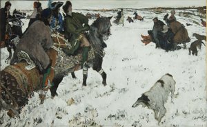 Piotr I na polowaniu, 1902 autorstwa Valentin Aleksandrovich Serov