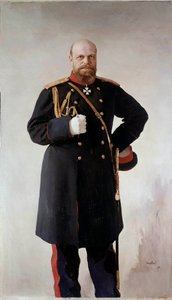 Portret u stóp Aleksandra III (1845-1895), cesarza Rosji Obraz Valentina Serova (1865-1911) 1895 St. Petersburg. Chateau De Peterhof - pełnometrażowy portret Aleksandra III (1845-1895), cesarza Rosji. Obraz Valentina Serova (1865-1911) autorstwa Valentin Aleksandrovich Serov