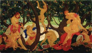 Zbieranie jabłek, 1917 autorstwa Valentin Alexandrovich Yakovlev