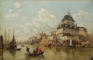 Domek na drzewie w porcie w Hamburgu. 1850