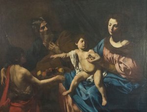 Święta rodzina z młodym św. Janem Chrzcicielem autorstwa Valentin de Boulogne
