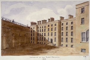 Wewnętrzny dziedziniec więzienia Fleet, City of London, 1805