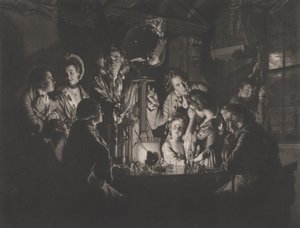 Filozof przeprowadzający eksperyment na pompie powietrznej, 1769. autorstwa Valentine Green