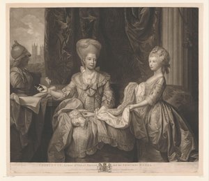 Portret Charlotte van Mecklenburg-Strelitz i jej córki Charlotte Charlotte, królowa Wielkiej Brytanii i księżniczka królewska (tytuł na obiekcie)