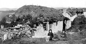 Domy Crofters, Stornoway, Lewis, Western Isles, Szkocja, 1924-1926. autorstwa Valentine and Sons Ltd