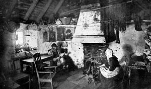 Wnętrze chaty chałupniczej, Szetlandy, Szkocja, 1924-1926.