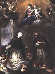 Madonna z Dzieciątkiem ukazująca się dwóm świętym dominikańskim autorstwa Valerio (circle of) Castello