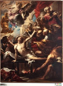 Męczeństwo św. Wawrzyńca na ruszcie Obraz Valerio Castello (1624-1659) Wymiary 236 x 182 cm Genes, Musei di Strada Nuova (ex Palazzo Bianco)