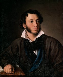 Portret autora Aleksandra Puszkina (Portret autora Aleksandra Puszkina) - Obraz Wasilija Andrejewicza Tropinina (Wassili Tropinin) (1776-1857), olej na płótnie