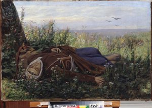 Pielgrzym na polu. Obraz Wasilija (Wasilija) Grigoriewicza Pierowa (1834-1882), olej na płótnie autorstwa Vasili Grigorevich Perov