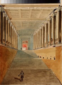 Wielkie Schody (lub Schody Ambasadora lub Schody Jordana) Pałacu Zimowego w Sankt Petersburgu. Praca Wasilija Siemionowicza Sadownikowa (1800-1879), akwarela na papierze, ok. 1840 r. XIX-wieczna sztuka rosyjska. Państwowe Muzeum Sztuk Pięknych im. A. Puszk autorstwa Vasili Semenovich Sadovnikov