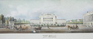 Petersburski Teatr Cesarski Bolszoj Kamenny Z panoramy Newskiego Prospektu autorstwa Vasili Semenovich Sadovnikov