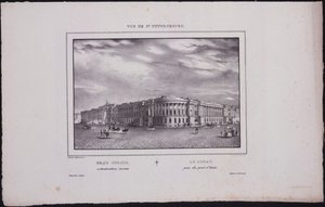 Widoki Sankt Petersburga. Widok na budynek Senatu z mostu św. Izaaka, 1833 autorstwa Vasili Semenovich Sadovnikov