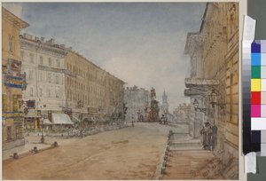 Prospekt Wozniesieński w Sankt Petersburgu, Sadovnikov, Wasilij Siemionowicz (1800-1879). Akwarela na papierze