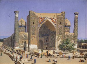 Madrasa Sherdar na placu Registan w Samarkandzie, 1869-1870 autorstwa Vasili Vasilievich Vereshchagin