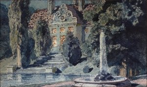 Dekoracja przygotowawcza do opery „Borys Godunow” Modeste Musorgskiego (1839-1881) - Scenografia do opery Borys Godunow M Musorgskiego - Dzieło Wasilija Dmitriewicza Polenowa (1844-1927), akwarela na papierze autorstwa Vasilij Dmitrievich Polenov