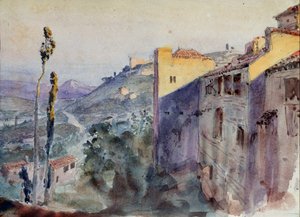 Dekoracja przygotowawcza do opery „Szkarłatna róża” Nikołaja Krotkowa - Scenografia do opery Szkarłatna Róża N. Krotkowa - Praca Wasilija Dmitriewicza Polenowa (1844-1927), ołówek i akwarela na papierze autorstwa Vasilij Dmitrievich Polenov
