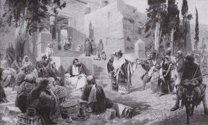 Jezus i kobieta przyłapana na cudzołóstwie (lito) autorstwa Vasilij Dmitrievich Polenov