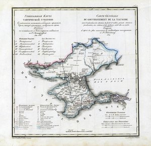 Mapa Gubernatorstwa Taurydy, 1822 r. autorstwa Vasily Petrovich Pyadyshev