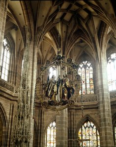 Rzeźba Zwiastowania Zawieszonego autorstwa Wita Stwosza (1455-1533) Kościół św. Wawrzyńca, Norymberga, Niemcy autorstwa Veit or Wit Stoss