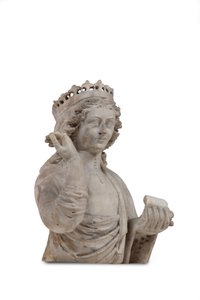 Rzeźbione marmurowe popiersie ukoronowanej świętej kobiety (marmur) autorstwa Venetian School