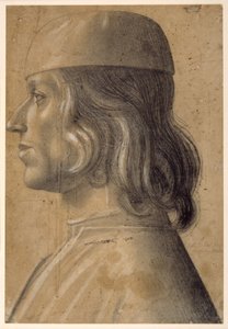 Portret mężczyzny w popiersiu z profilu po lewej, noszącego czapkę autorstwa Venetian School