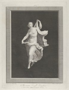 Częściowo naga bachantka wysuwa się do przodu i trzyma końce swojej draperii w każdym ..., ca. 1795-1820 autorstwa Vicenzo Feoli