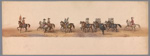 Procesja historyczna w stulecie Uniwersytetu Nauk Stosowanych w Utrechcie, 1836 (tablica 2) Podejście wojsk holenderskich do Ostendy, 3 lipca 1600, dzień po zwycięstwie pod Nieuwpoort; zgodnie z kostiumową reprezentacją podaną przez H H Student autorstwa Victor Adam
